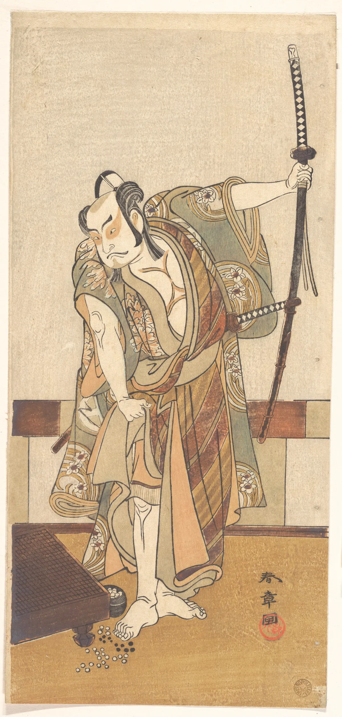 The Third Otani Hiroji as a Samurai of High Rank Standing in a Room